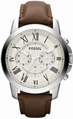 FOSSIL Analógové hodinky 'GRANT'  hnedá / strieborná