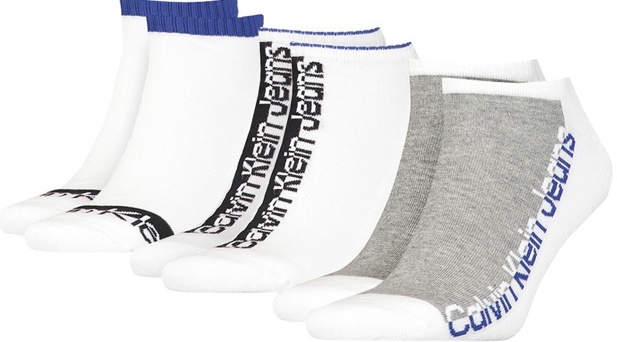 CALVIN KLEIN - 3PACK CK jeans athleisure white combo členkové ponožky