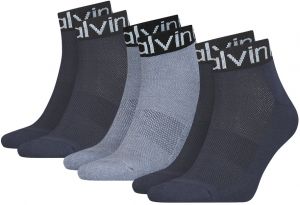 CALVIN KLEIN - 3PACK CK navy denim quarter ponožky s logom