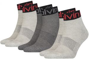 CALVIN KLEIN - 3PACK CK gray quarter ponožky s logom