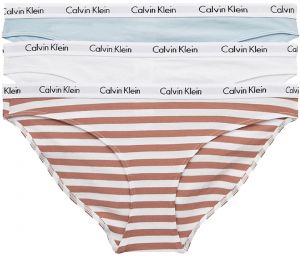 CALVIN KLEIN - nohavičky 3PACK cotton stretch sandalwood & stripe color - limited edition