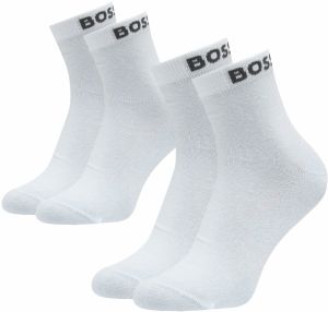 BOSS - ponožky 2PACK quarter biele s tkaným logom BOSS
