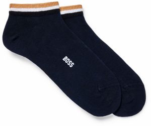 BOSS - 2PACK tmavomodré pánske quarter ponožky s logom BOSS