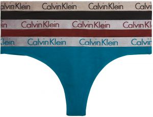 CALVIN KLEIN - tangá 3PACK radiant cotton black & raisin color combo - limitovaná edícia