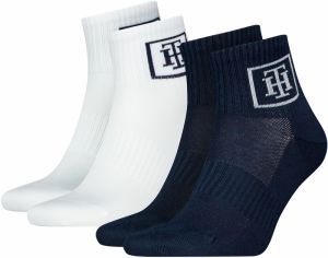 TOMMY HILFIGER - 2PACK TH monogram logo quarter pánske ponožky navy