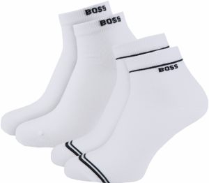BOSS - 2PACK pánske quarter ponožky s logom BOSS biele