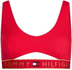 TOMMY HILFIGER - Cut out červená podprsenka so zlatým logom