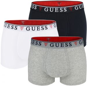 GUESS - 3PACK cotton stretch čierne, sivé a biele boxerky