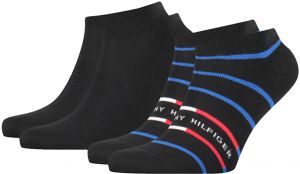 TOMMY HILFIGER - 2PACK Breton stripe čierne členkové ponožky