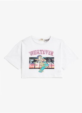 Koton Printed White Girls' T-Shirt 3skg10162ak