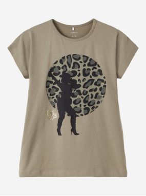 Khaki Girly T-shirt name it Just Dance - Girls