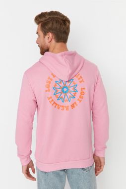 Trendyol Pale Pink Regular Fit Hooded Printed Sweatshirt