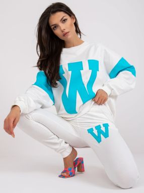 White and blue sweatshirt set with round neckline