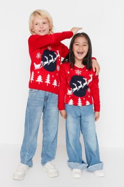 Trendyol Red Jacquard Unisex Kids Knitwear Sweater