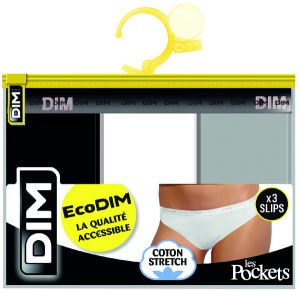 DIM ECO LES POCKETS BOXER 3x - 3 ks dámskych nohaviček - čierna - sivá - biela