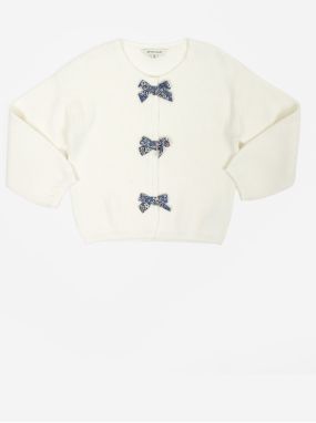 White Girl Rib Sweater with Bows Tom Tailor - Girls