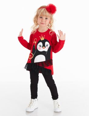 Denokids Penguin Lace Girl Tunic Leggings Set