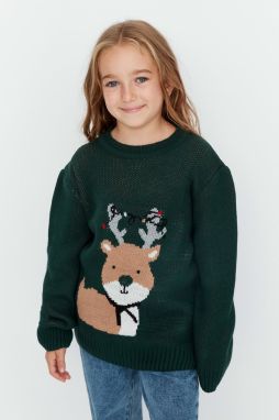 Trendyol Green Patterned Girl Knitwear Sweater