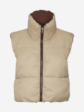 Brown-beige quilted double-sided short vest Noisy May Ales - Ladies