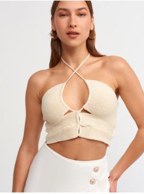 Dilvin 10154 Lace-Up Halter Tricot Bustier-natural