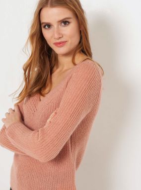 Pink sweater with clamshell neckline CAMAIEU - Women