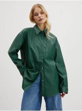 Green Women's Leatherette Shirt ONLY Mia - Ladies