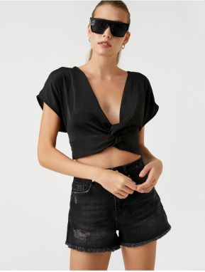 Koton Shirred Detailed Crop Top Satin Look