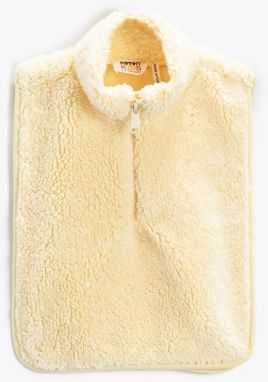 Koton Plush Poncho Standing Collar Half Zipper