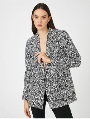 Koton Zebra Patterned Blazer Jacket with One Button