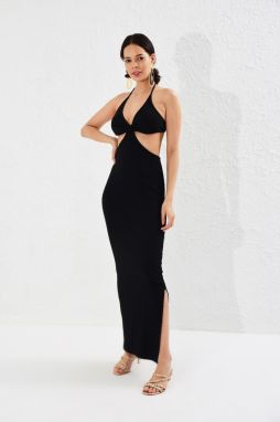 Cool & Sexy Women's Black Open Waist Camisole Dress Y1814