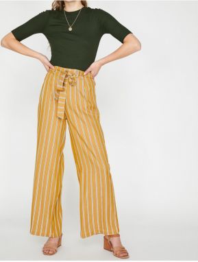 Koton Women's Yellow Striped Pants