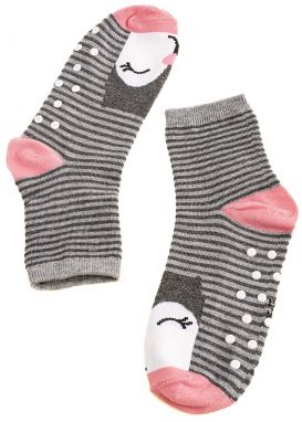 Non-slip girls' socks Shelvt gray penguins