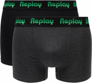 Replay Boxer Style 5 Jacquard Logo 2Pcs Box - Black/D G Mel/Gre - Men's