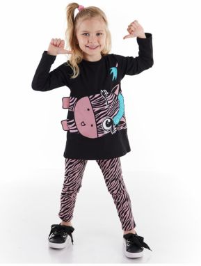 Denokids Zip-Up Zebra Girls Kids Tunic Leggings Suit