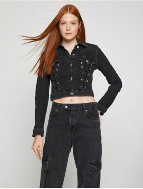 Koton Crop Denim Jacket očko detailné