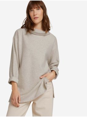 Light gray womens loose sweatshirt with stand-up collar Tom Tailor - Women