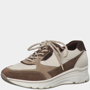 Tamaris brown/beige sneakers with leather details - Women's