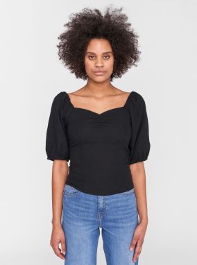 Black short blouse with linen Noisy May Linny - Ladies