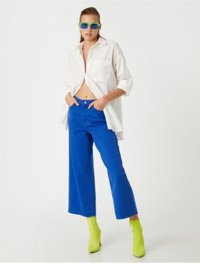 Koton Džínsové nohavice vysoký pás široký džínsy s krátkymi nohami