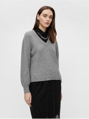 Gray ribbed sweater . OBJECT Malena - Women