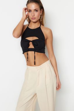 Trendyol Black Crop Woven Window/Cut Out Detailed Bustier