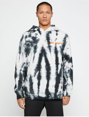 Koton Basic Hooded Sweatshirt Slogan Printed Abstract Pattern Pocket Detailed.