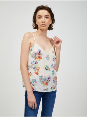 Beige floral tank top CAMAIEU - Women