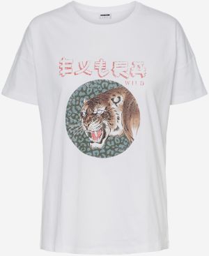 White T-shirt with print Noisy May Command - Women