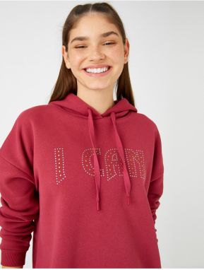 Koton Warm Soft Textured Staple Motto Printed Sweatshirt