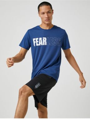 Koton Sports T-Shirt with Motto Printed Crew Neck Breathable Fabric.