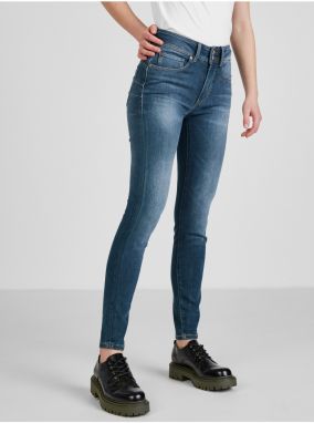 Dark blue womens skinny fit jeans with embroidered effect Guess - Women