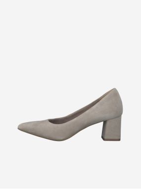 Beige Women's Suede Pumps with Low Heel Tamaris - Ladies