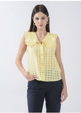 Koton Women's Crew Neck Yellow T-shirt Rachel Araz