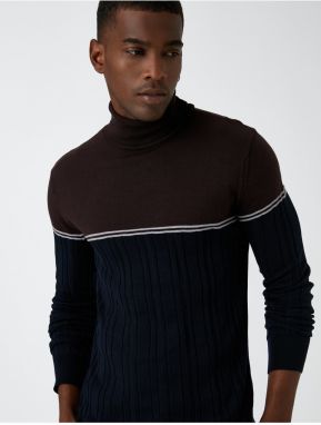 Koton Turtleneck Knitwear Sweater Color Block